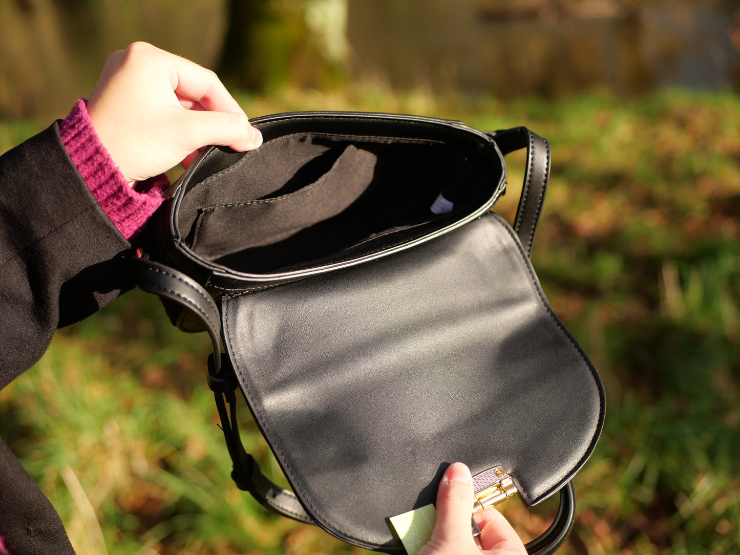 intérieur Arriere sac noir cuir daim