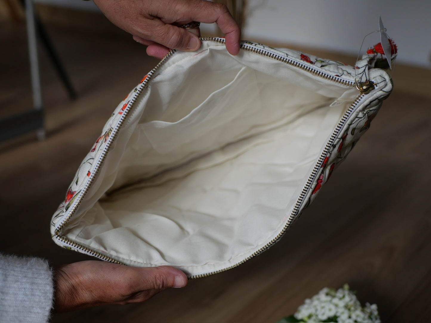 Pochette ordinateur remboure fleurs motifs
