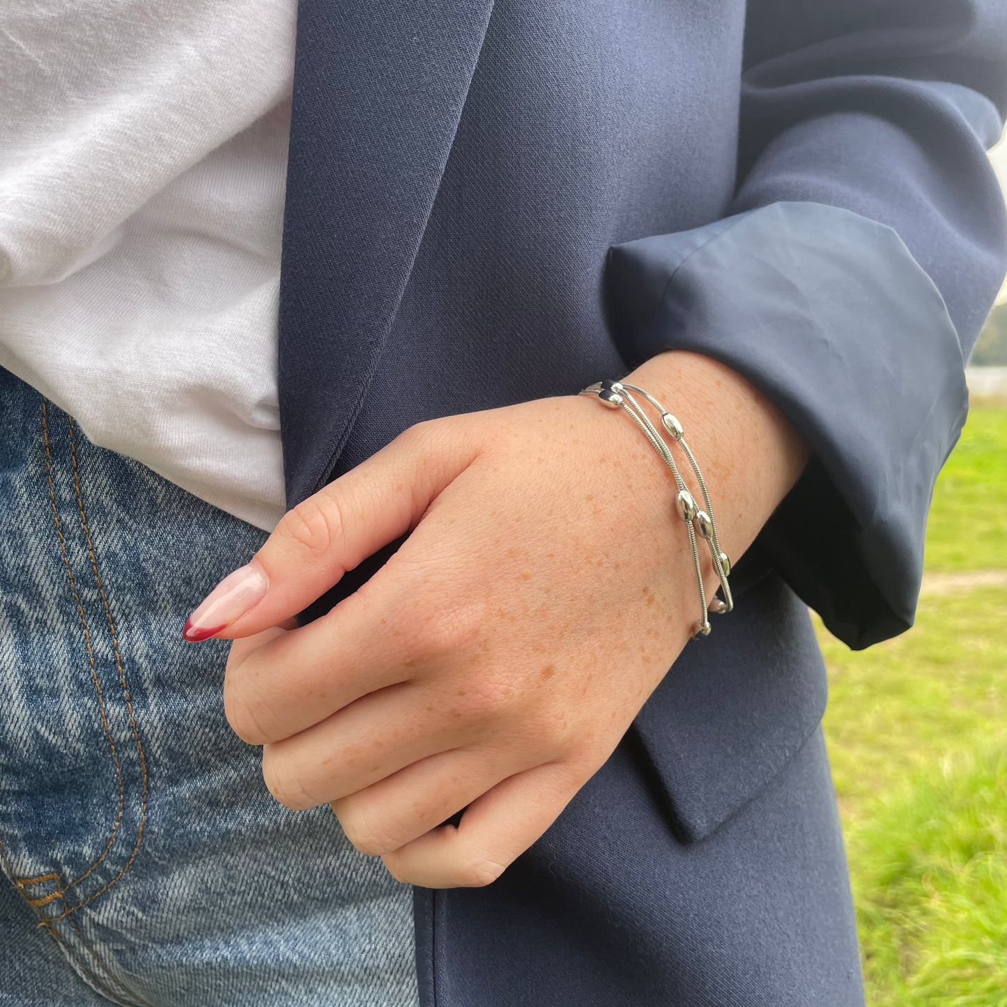 Bracelet argent acier inoxydable 