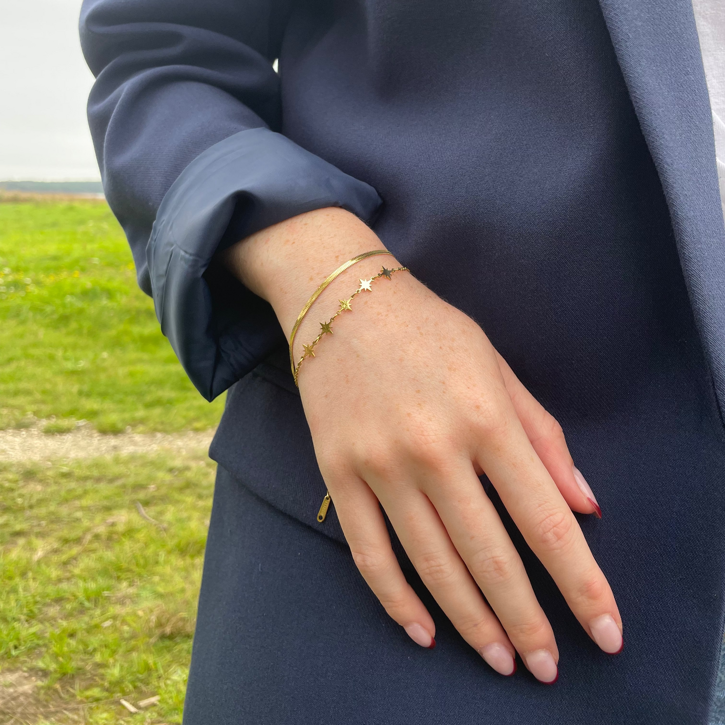 Bracelet etoiles or acier inoxydable 