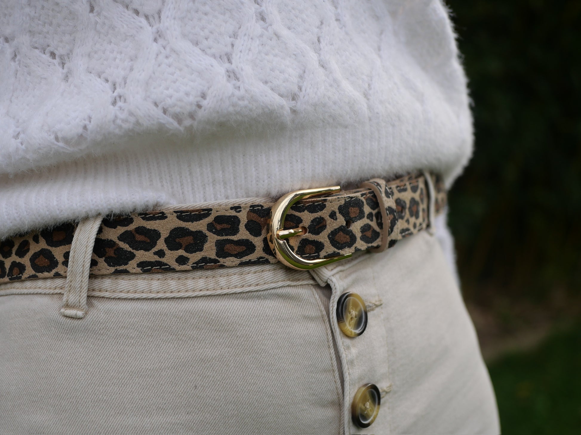 Ceinture leopard beige noir et marron 