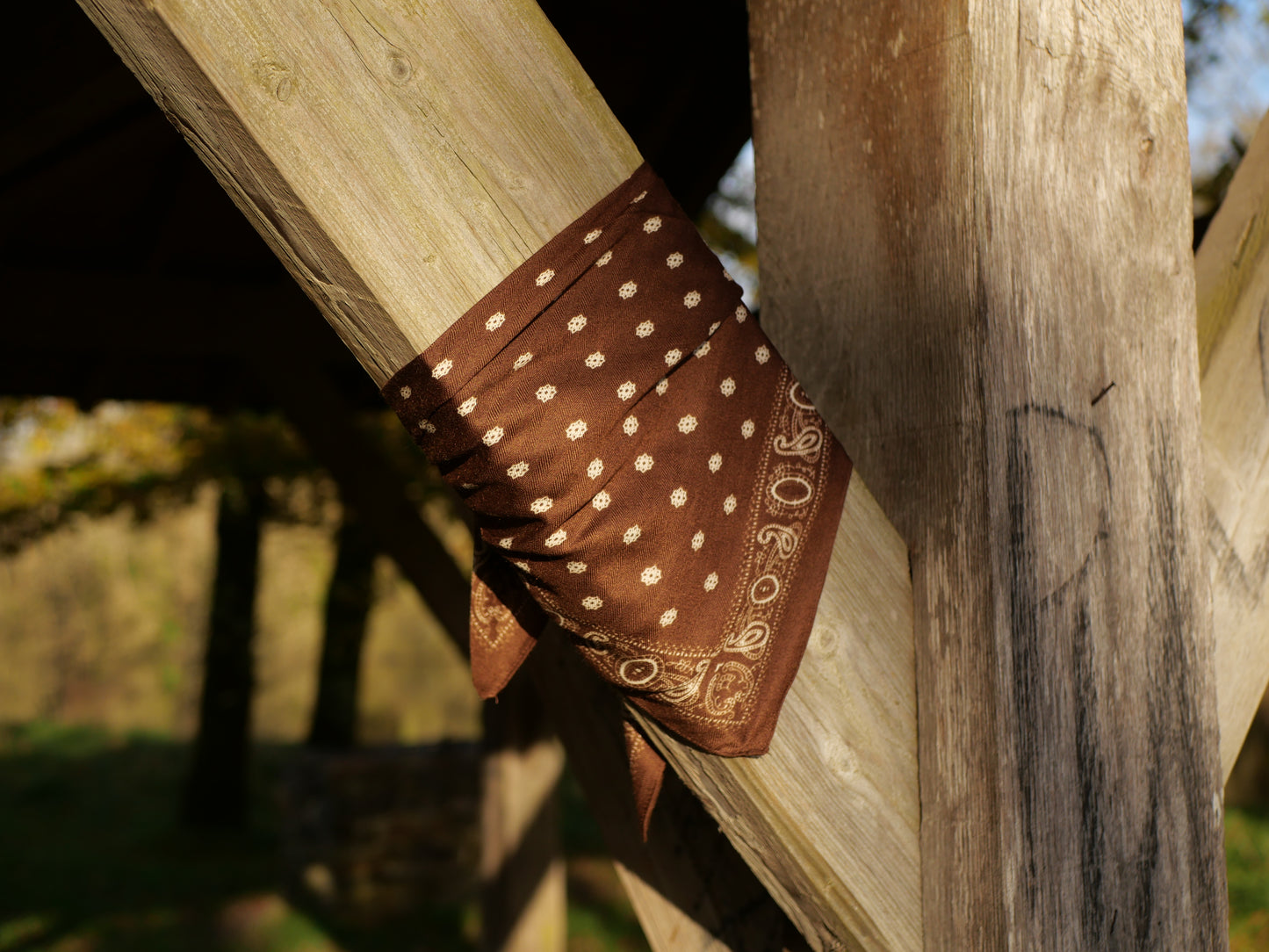 Foulard carre soie marron poid blanc chez ceane 