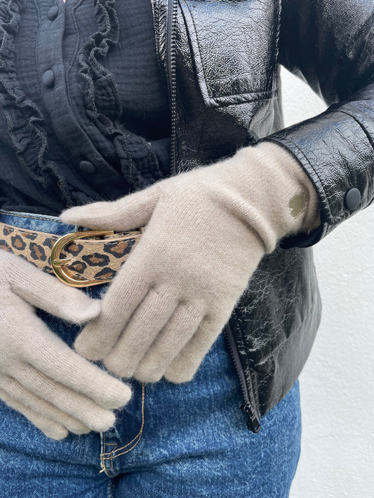 Gants beige coeur or laine chez ceane