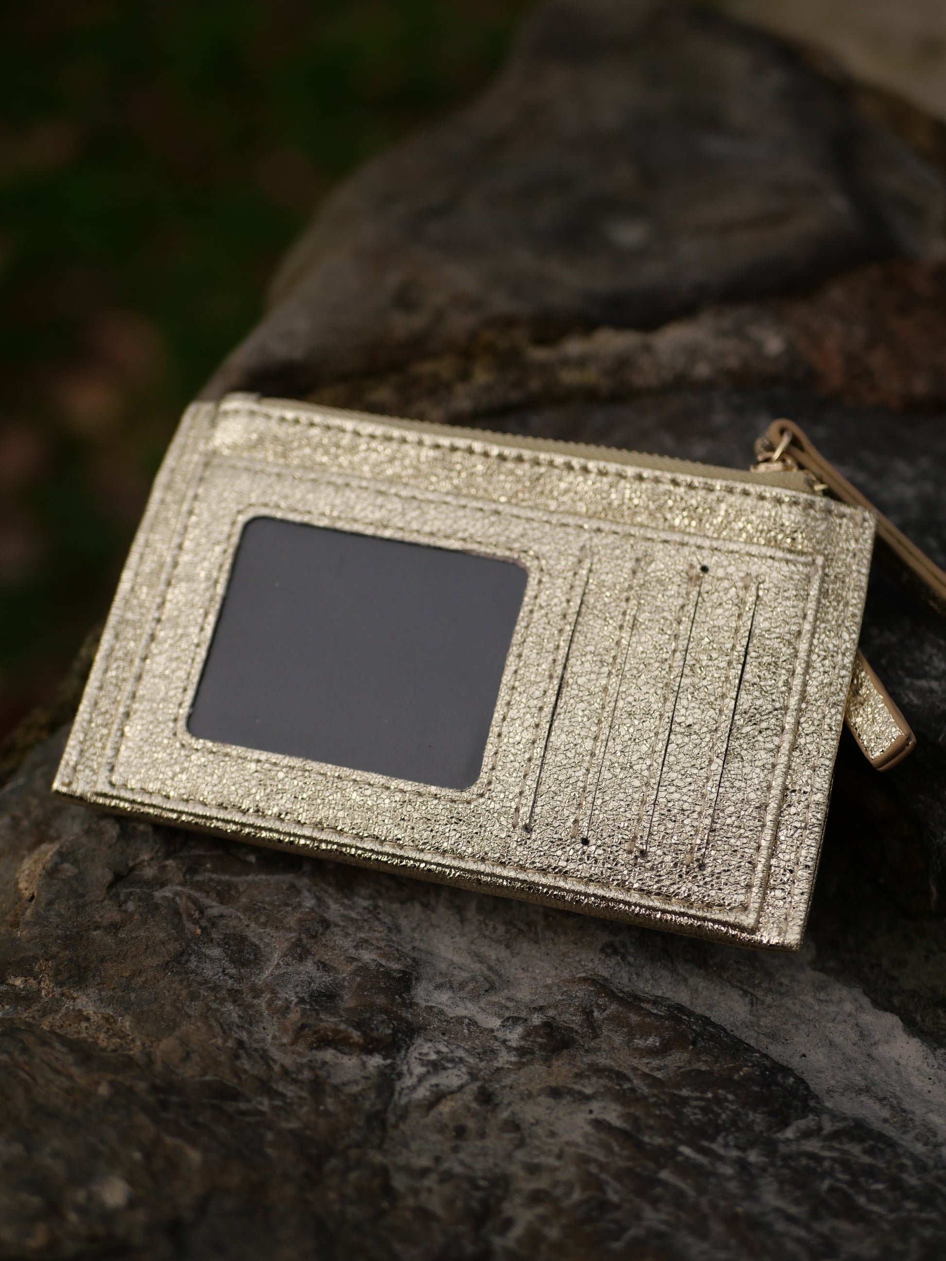 Porte cartes feuilles dore mini chez ceane dos 