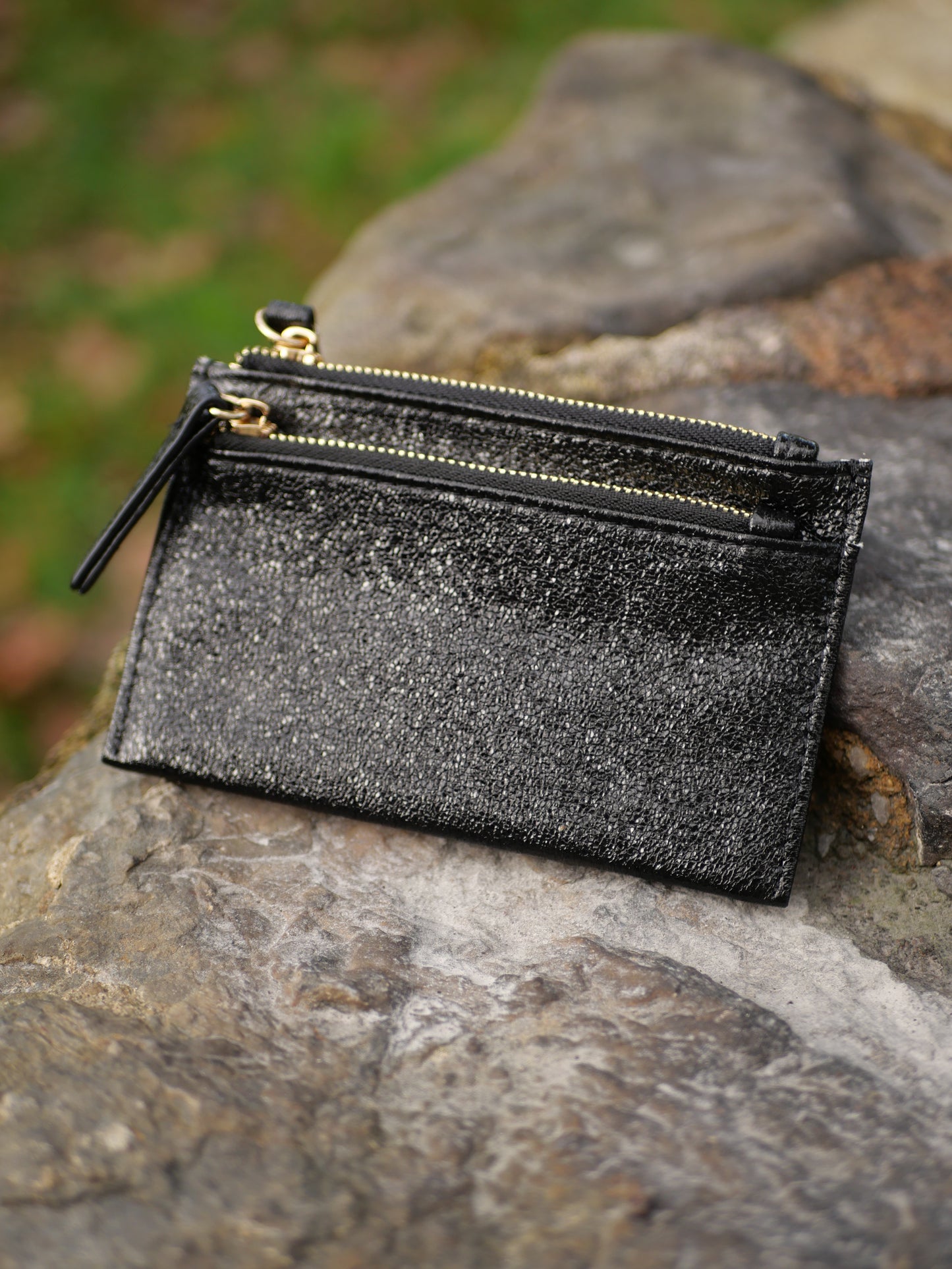 Porte cartes feuilles noir mini chez ceane 