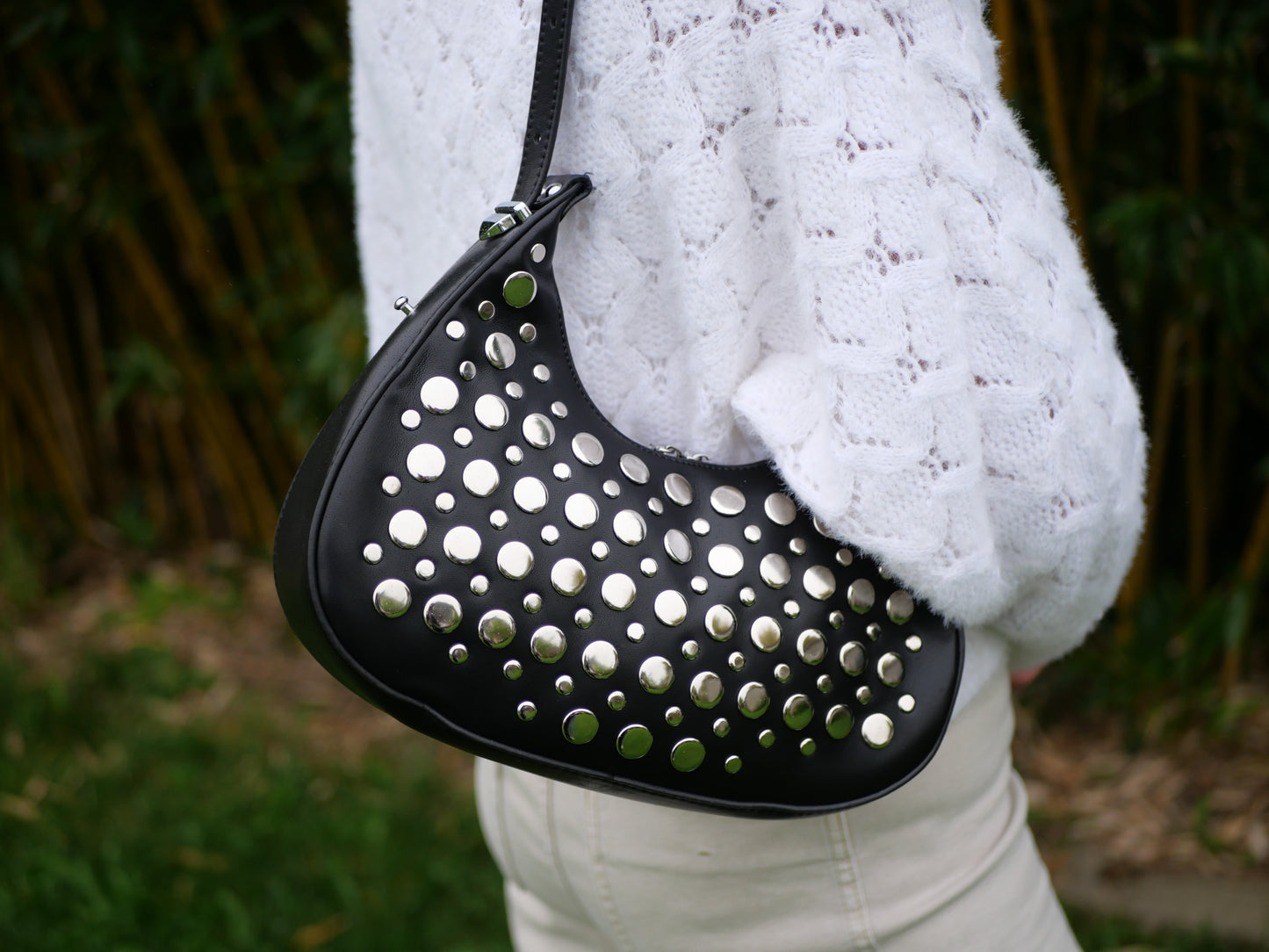 Sac Chez Ceane porté épaule noir sequin 