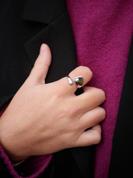 bague design Argent ajustable chez ceane 
